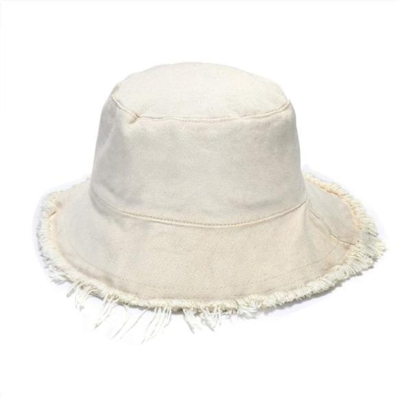 Sun Hats for Women Summer Casual Wide Brim Cotton Bucket Hat Beach Vacation - Picture 1 of 6